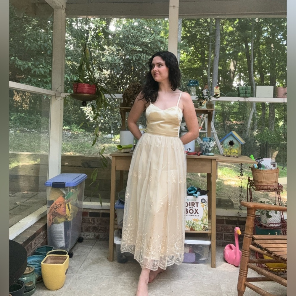 Vintage hand made satin and lace dress
